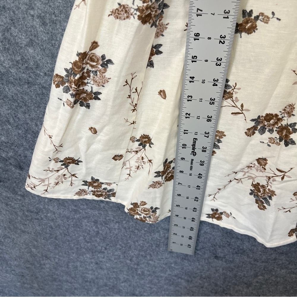 MNG CASUAL Floral Shirt Dress Button Skirt Belted Cream Brown Size 8 NWT - Picture 5 of 9